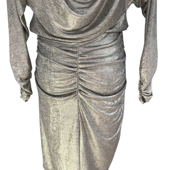 Vince Camuto Metallic Silk Dress Size 12 Ruched Open Back Cocktail Party Glam - Picture 12 of 13